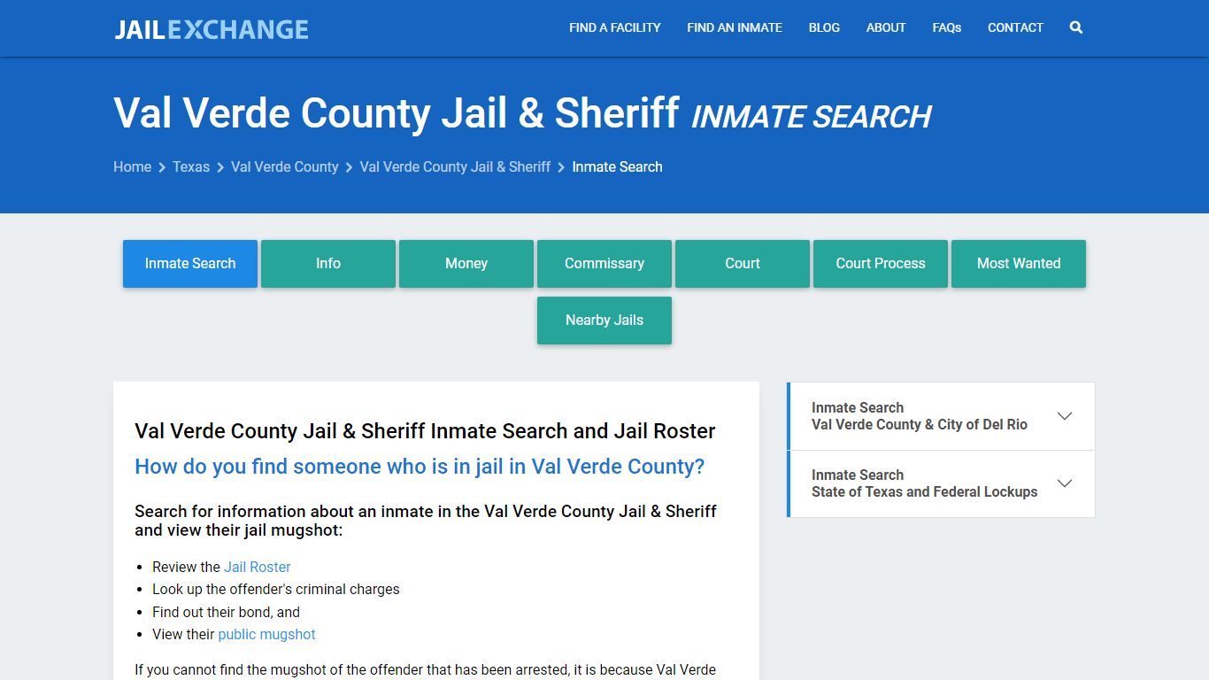 Val Verde County Jail & Sheriff Inmate Search - Jail Exchange