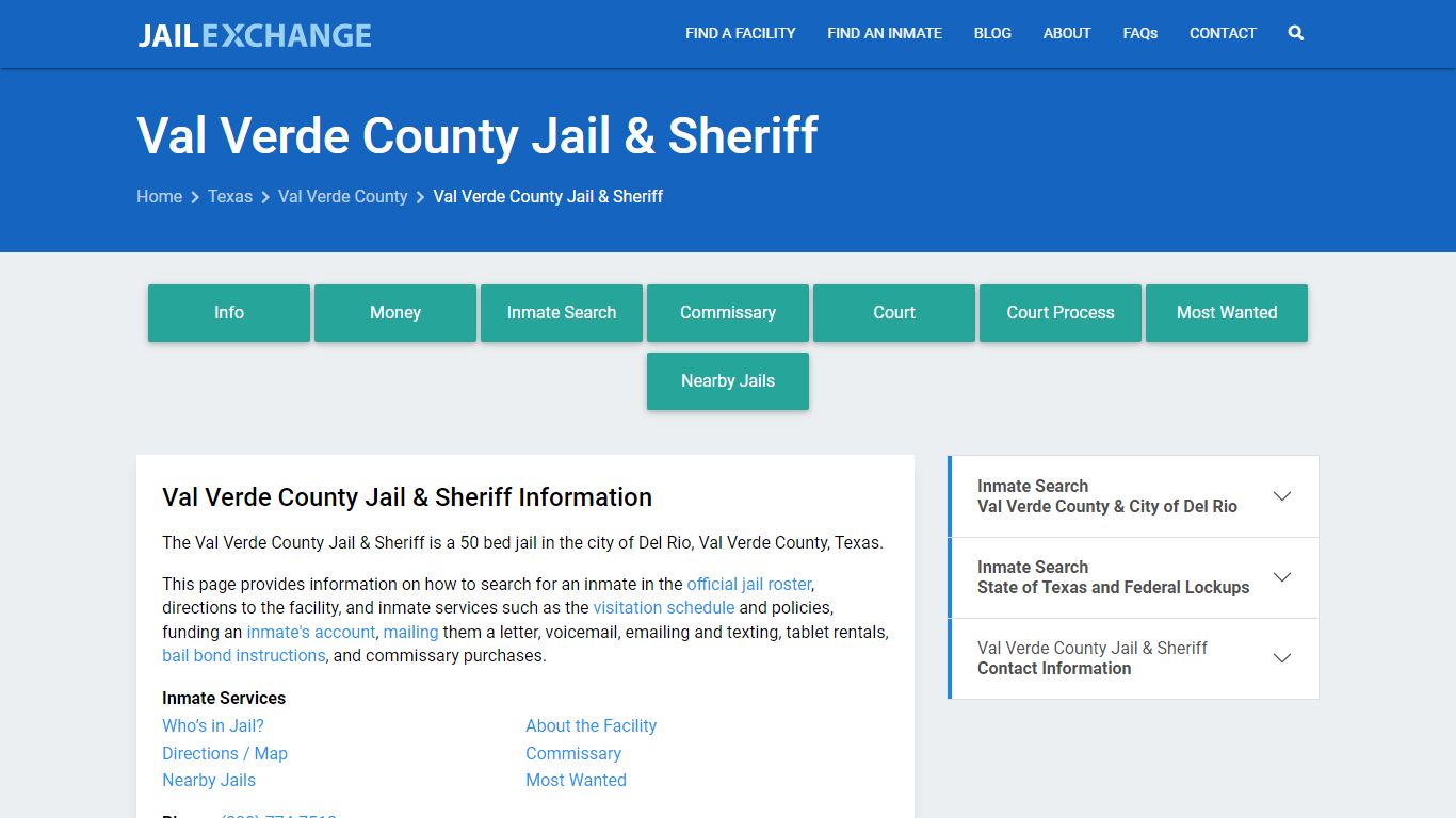 Val Verde County Jail & Sheriff, TX Inmate Search, Information